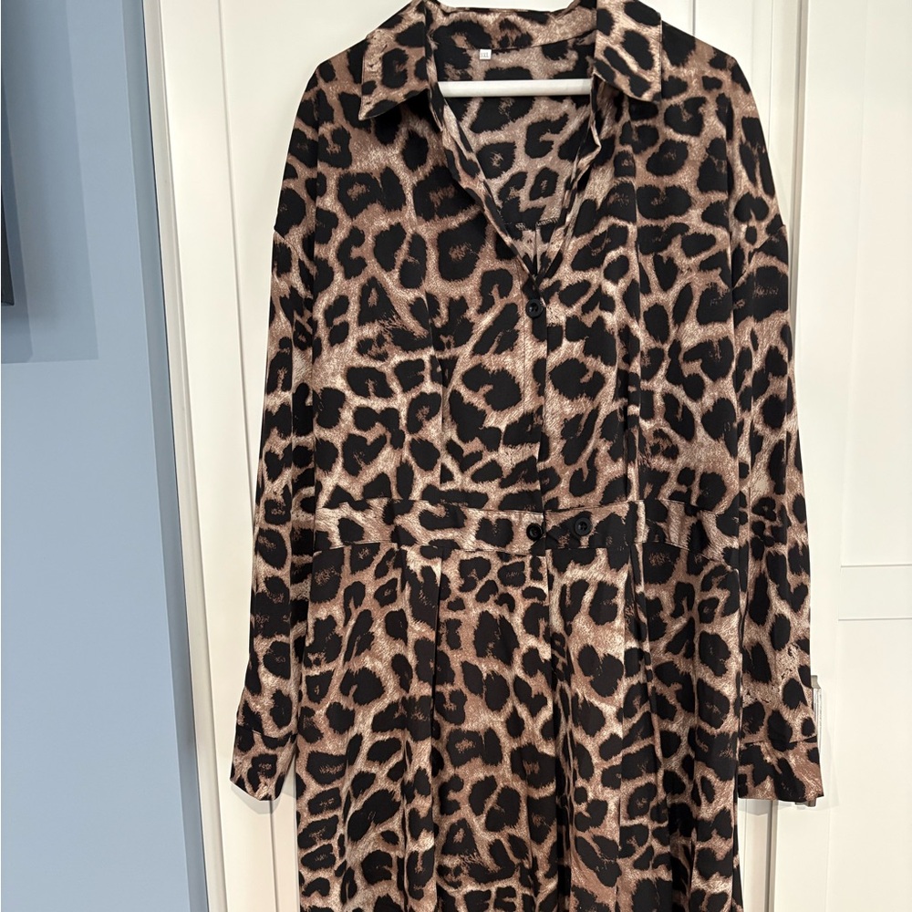Leopard Print Long Sleeve Dress